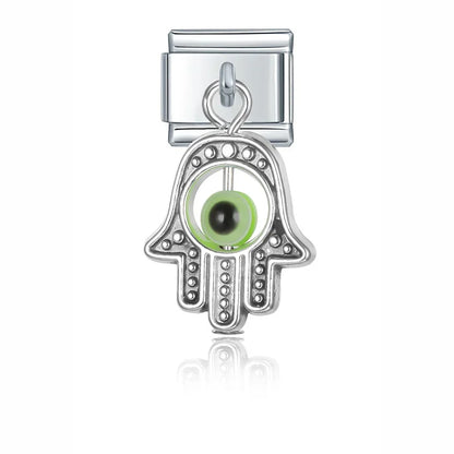 Evil Eye & Hamsa Palm Pendant Italian Charms – Gold & Silver 9mm Bracelet Links