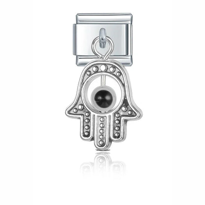 Evil Eye & Hamsa Palm Pendant Italian Charms – Gold & Silver 9mm Bracelet Links