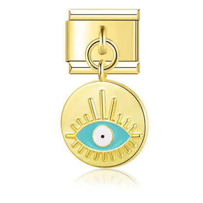Evil Eye & Hamsa Palm Pendant Italian Charms – Gold & Silver 9mm Bracelet Links