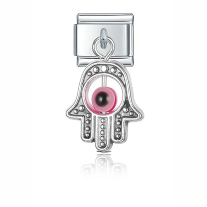 Evil Eye & Hamsa Palm Pendant Italian Charms – Gold & Silver 9mm Bracelet Links