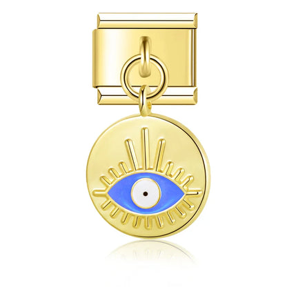 Evil Eye & Hamsa Palm Pendant Italian Charms – Gold & Silver 9mm Bracelet Links