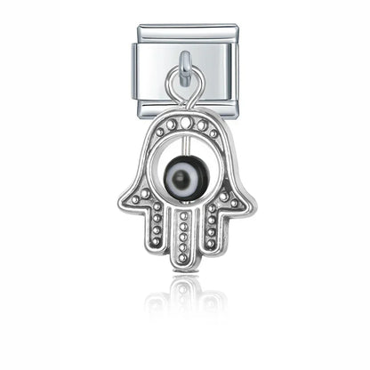 Evil Eye & Hamsa Palm Pendant Italian Charms – Gold & Silver 9mm Bracelet Links