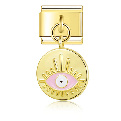 Evil Eye & Hamsa Palm Pendant Italian Charms – Gold & Silver 9mm Bracelet Links