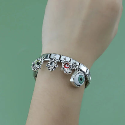Evil Eye & Hamsa Palm Pendant Italian Charms – Gold & Silver 9mm Bracelet Links