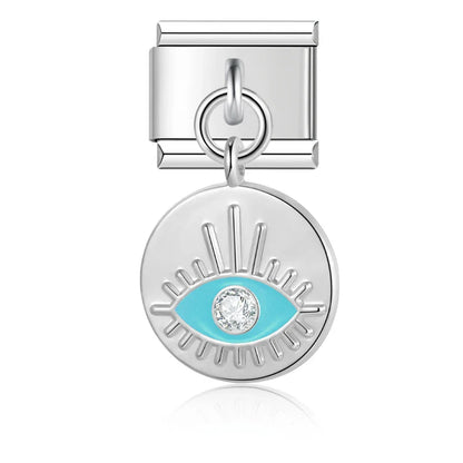 Evil Eye & Hamsa Palm Pendant Italian Charms – Gold & Silver 9mm Bracelet Links
