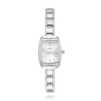 Classic Silver Soft Rectangle Watch with Roman Numerals — Elegant Italian Charm Watch Bracelet