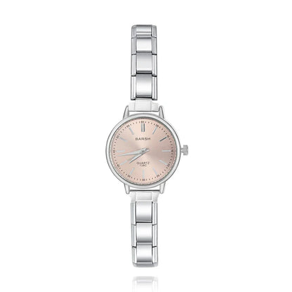Elegant Round Watch — Blue, Pink, Black & White Dial Italian Charm Watch Bracelet