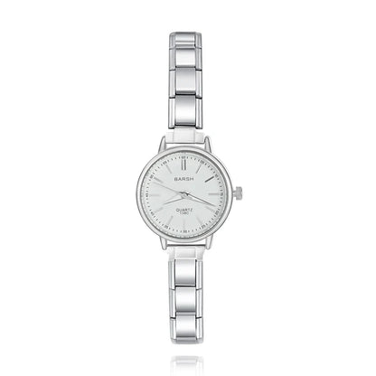 Elegant Round Watch — Blue, Pink, Black & White Dial Italian Charm Watch Bracelet