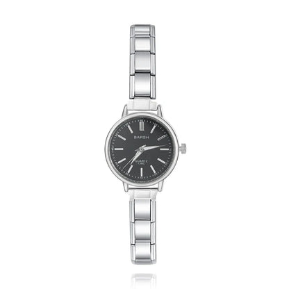 Elegant Round Watch — Blue, Pink, Black & White Dial Italian Charm Watch Bracelet