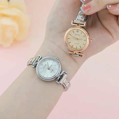 Elegant Round Watch with Crystal Detail — Sparkling Italian Charm Watch Bracelet
