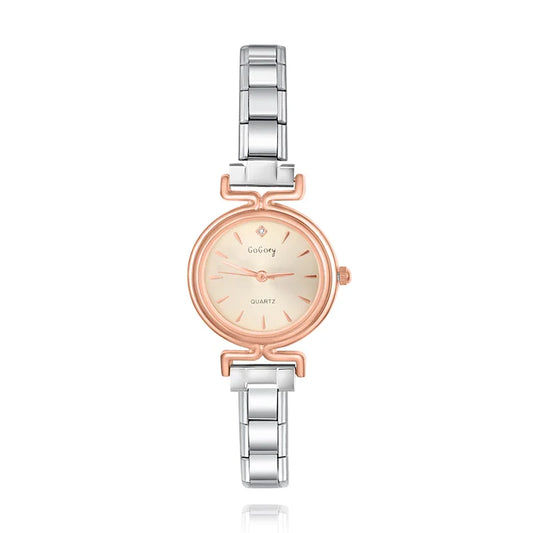 Elegant Round Watch with Crystal Detail