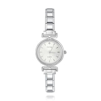 Elegant Round Watch with Crystal Detail — Sparkling Italian Charm Watch Bracelet