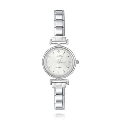 Elegant Round Watch with Crystal Detail — Sparkling Italian Charm Watch Bracelet