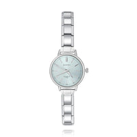 Elegant Round Watch — Blue, Pink, Black & White Dial Italian Charm Watch Bracelet