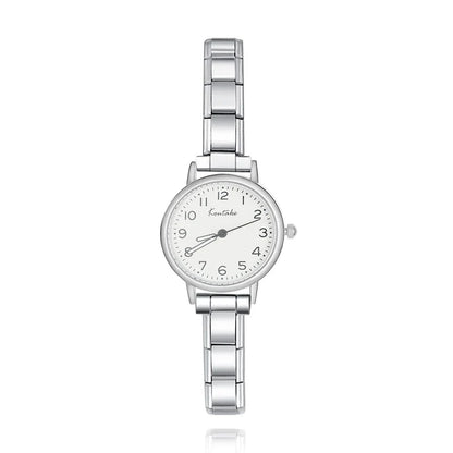 Classic Round Customisable Italian Charm Watch — Timeless Modular Watch Bracelet