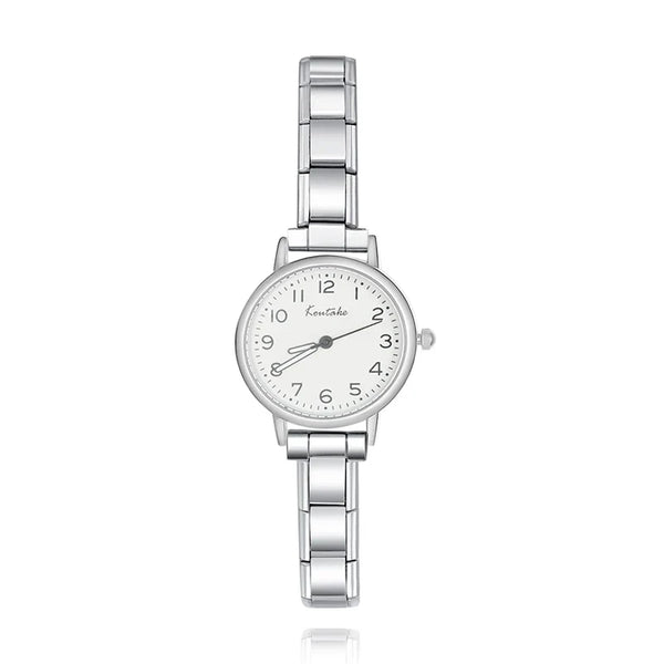 Classic Round Customisable Italian Charm Watch — Timeless Modular Watch Bracelet