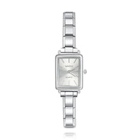 Classic Rectangle Watch with Simple Lines — Minimalist Italian Charm Watch Bracelet
