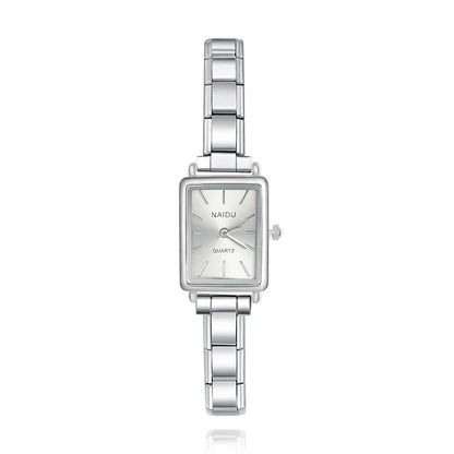 Classic Rectangle Watch with Simple Lines — Minimalist Italian Charm Watch Bracelet