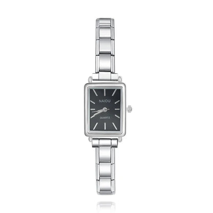 Classic Rectangle Watch with Simple Lines — Minimalist Italian Charm Watch Bracelet