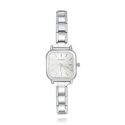 Sleek Soft Square Watch with Simple Lines — Contemporary Italian Charm Watch Bracelet