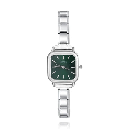 Sleek Soft Square Watch with Simple Lines — Contemporary Italian Charm Watch Bracelet