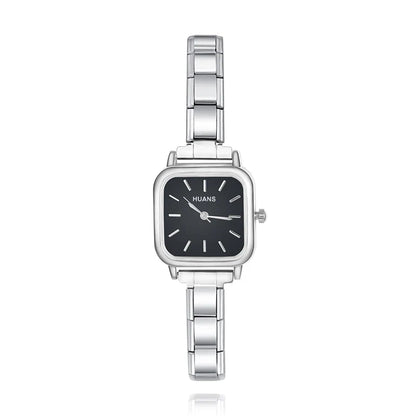 Sleek Soft Square Watch with Simple Lines — Contemporary Italian Charm Watch Bracelet