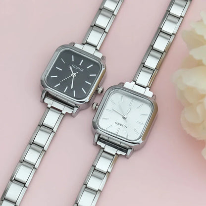 Sleek Soft Square Watch with Simple Lines — Contemporary Italian Charm Watch Bracelet
