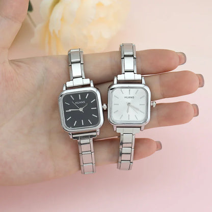 Sleek Soft Square Watch with Simple Lines — Contemporary Italian Charm Watch Bracelet