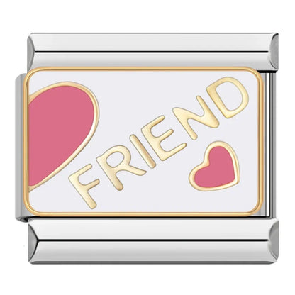 Friendship Heart Italian Charms — Miss You, Hug Me, BF4L, Rich Guys & Best Friend