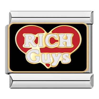 Friendship Heart Italian Charms — Miss You, Hug Me, BF4L, Rich Guys & Best Friend