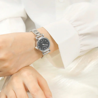 Timeless Petite Round Watch with Classic Numerals — Dainty Italian Charm Watch Bracelet