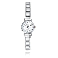 Timeless Petite Round Watch with Classic Numerals — Dainty Italian Charm Watch Bracelet