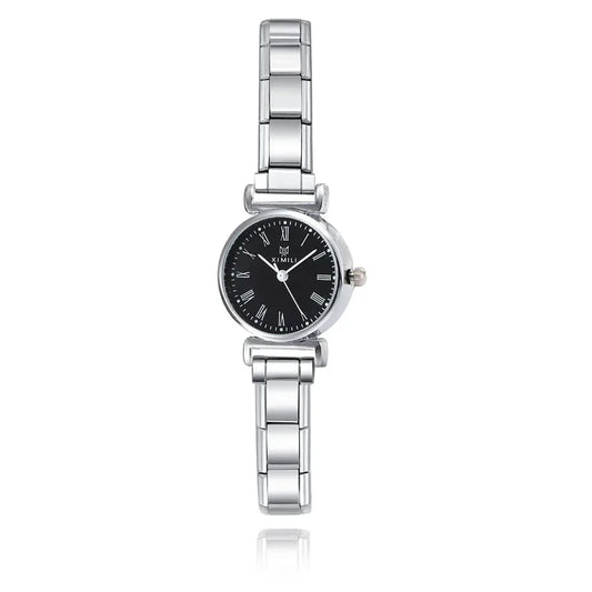 Small Round Silver Watch with Roman Numbers
