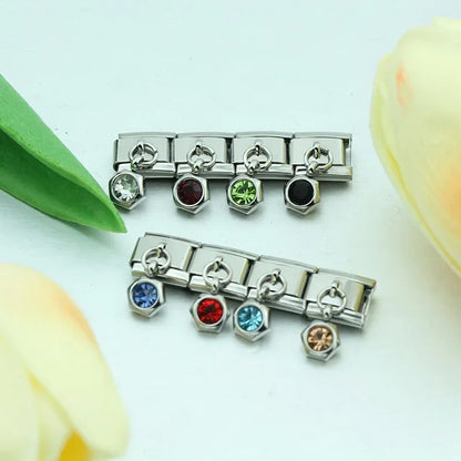 Hexagon Birthstone Crystal Dangle Charms