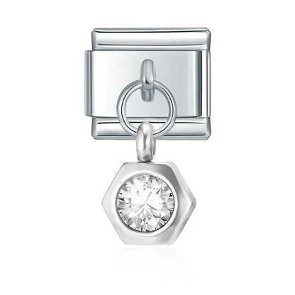 Hexagon Birthstone Crystal Dangle Charms