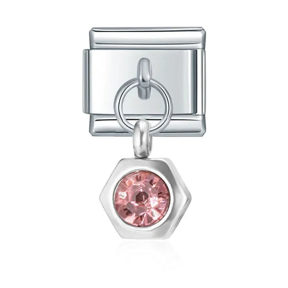 Hexagon Birthstone Crystal Dangle Charms