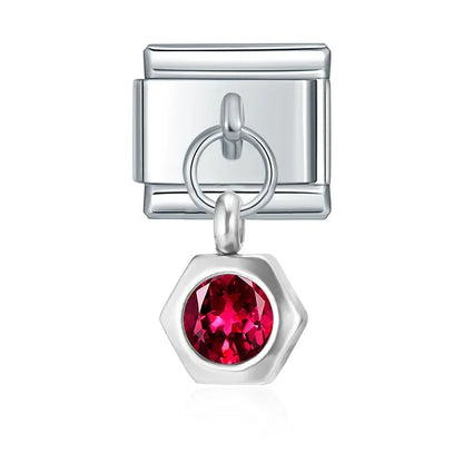 Hexagon Birthstone Crystal Dangle Charms