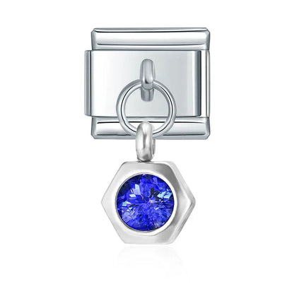 Hexagon Birthstone Crystal Dangle Charms