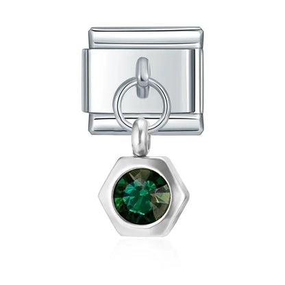 Hexagon Birthstone Crystal Dangle Charms