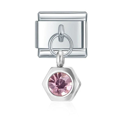 Hexagon Birthstone Crystal Dangle Charms