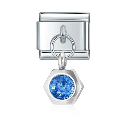 Hexagon Birthstone Crystal Dangle Charms