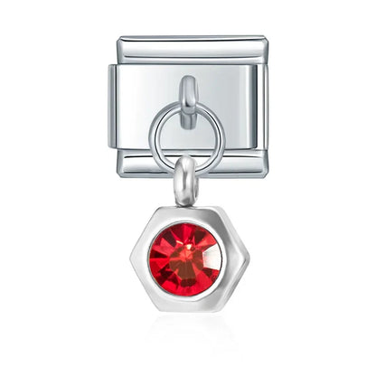 Hexagon Birthstone Crystal Dangle Charms