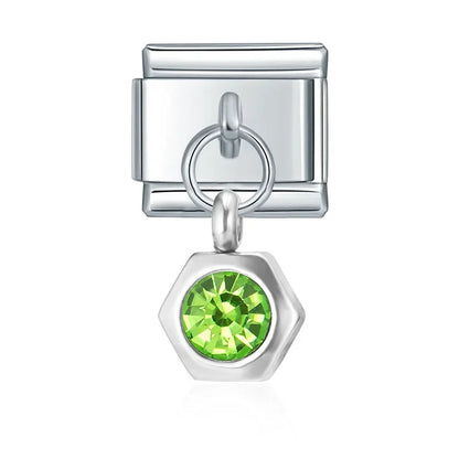 Hexagon Birthstone Crystal Dangle Charms