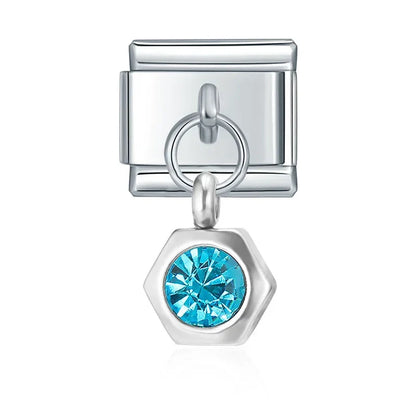Hexagon Birthstone Crystal Dangle Charms