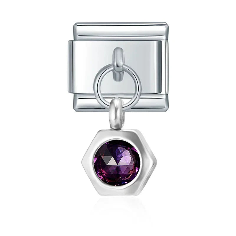 12 Month Birthday Dazzling CZ Hexagon DJ549.