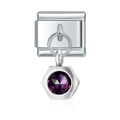 Hexagon Birthstone Crystal Dangle Charms