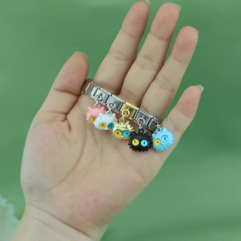Colourful Glaze Cute Cat Links Italian Charms