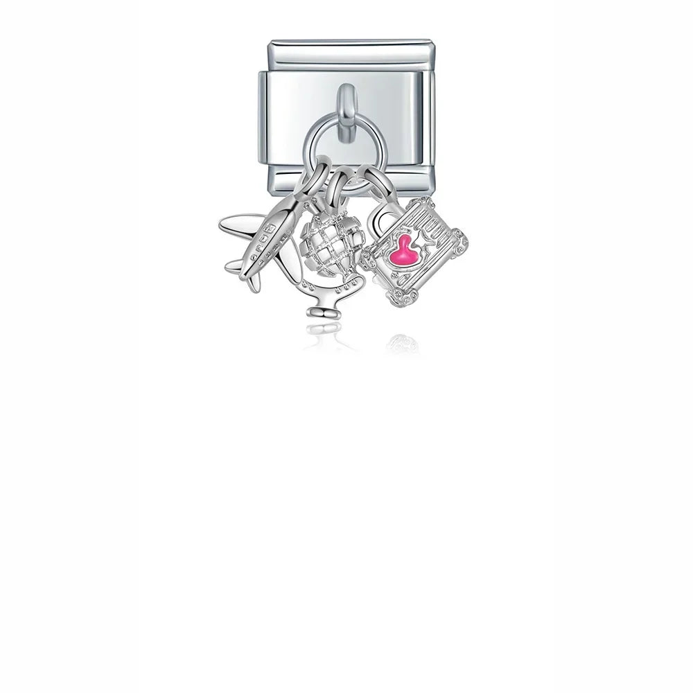 Heart Rainbow cloud Charm Italian rose gold