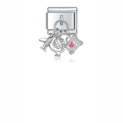 Enamel Snowflake & Winter Crystal Dangle Charm for Charm Bracelets