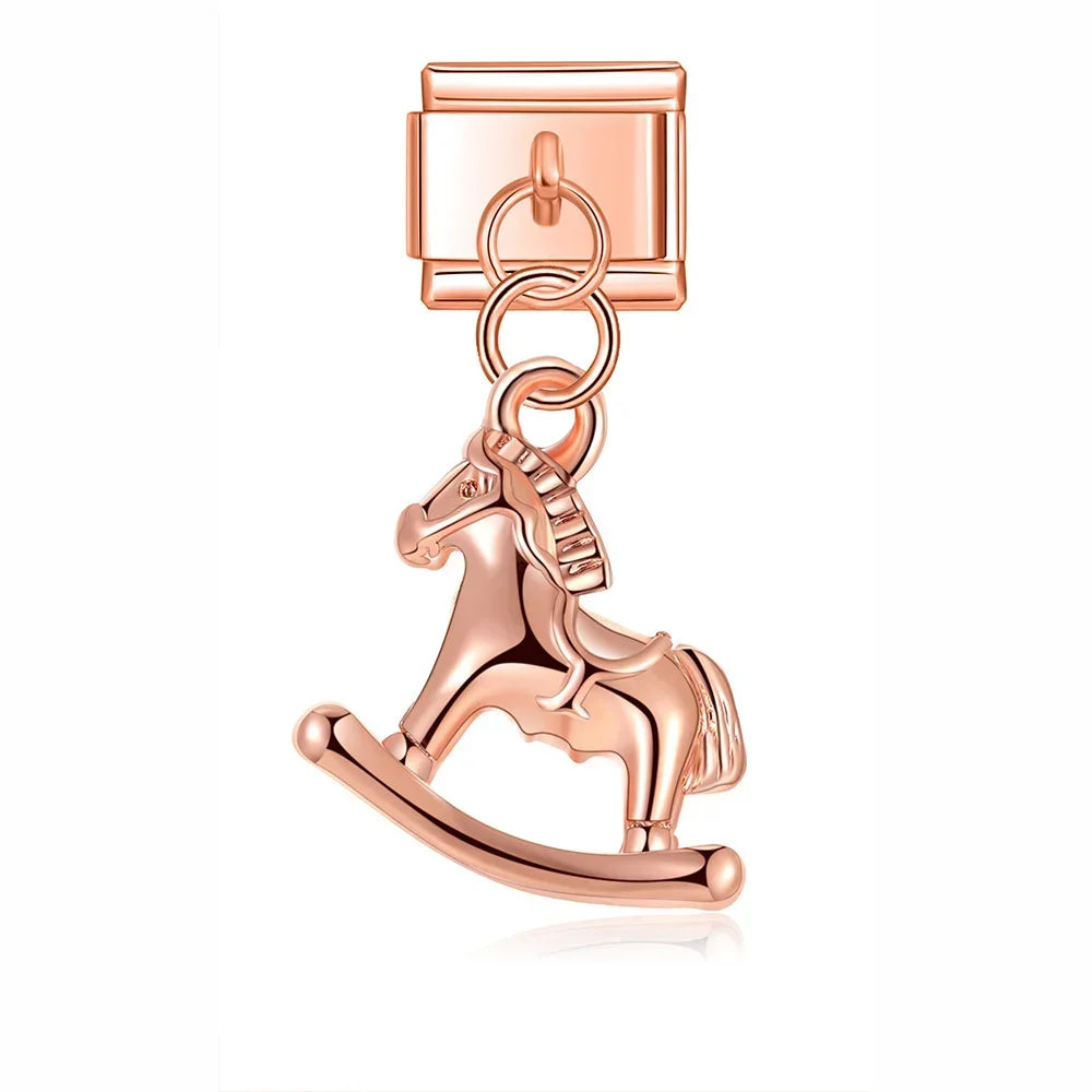 Heart Rainbow cloud Charm Italian rose gold